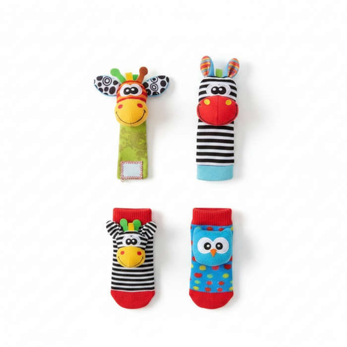 4pcs Baby Wrist Rattles Foot Finder Toys Set - Perfect